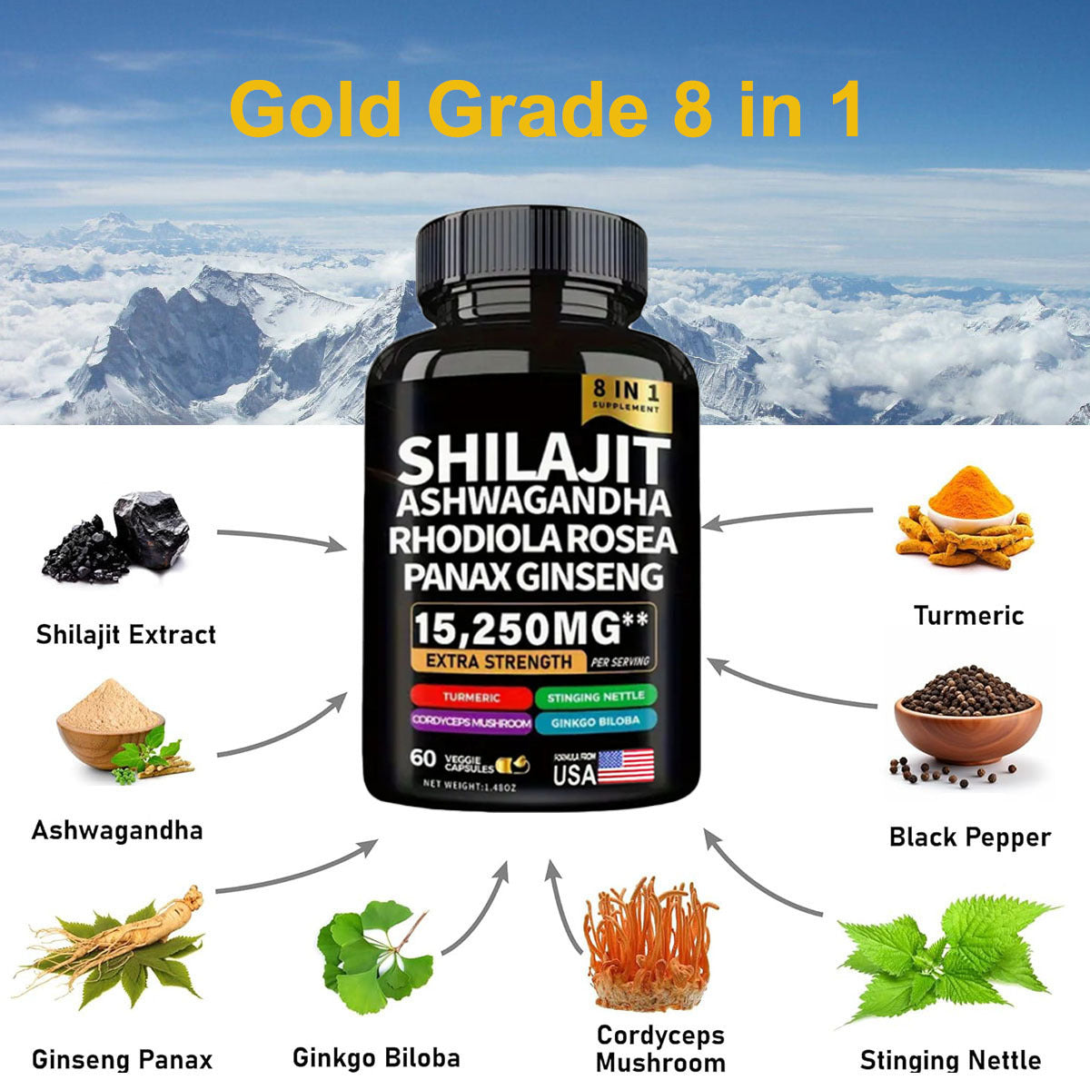 Shilajit Ashwaganda 8in1 capsules